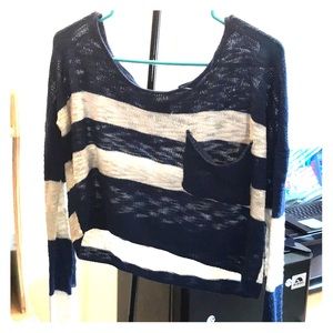 Blue and White Crop Top